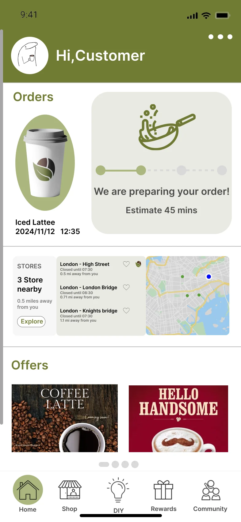 Bean Cycle prototype screen 02