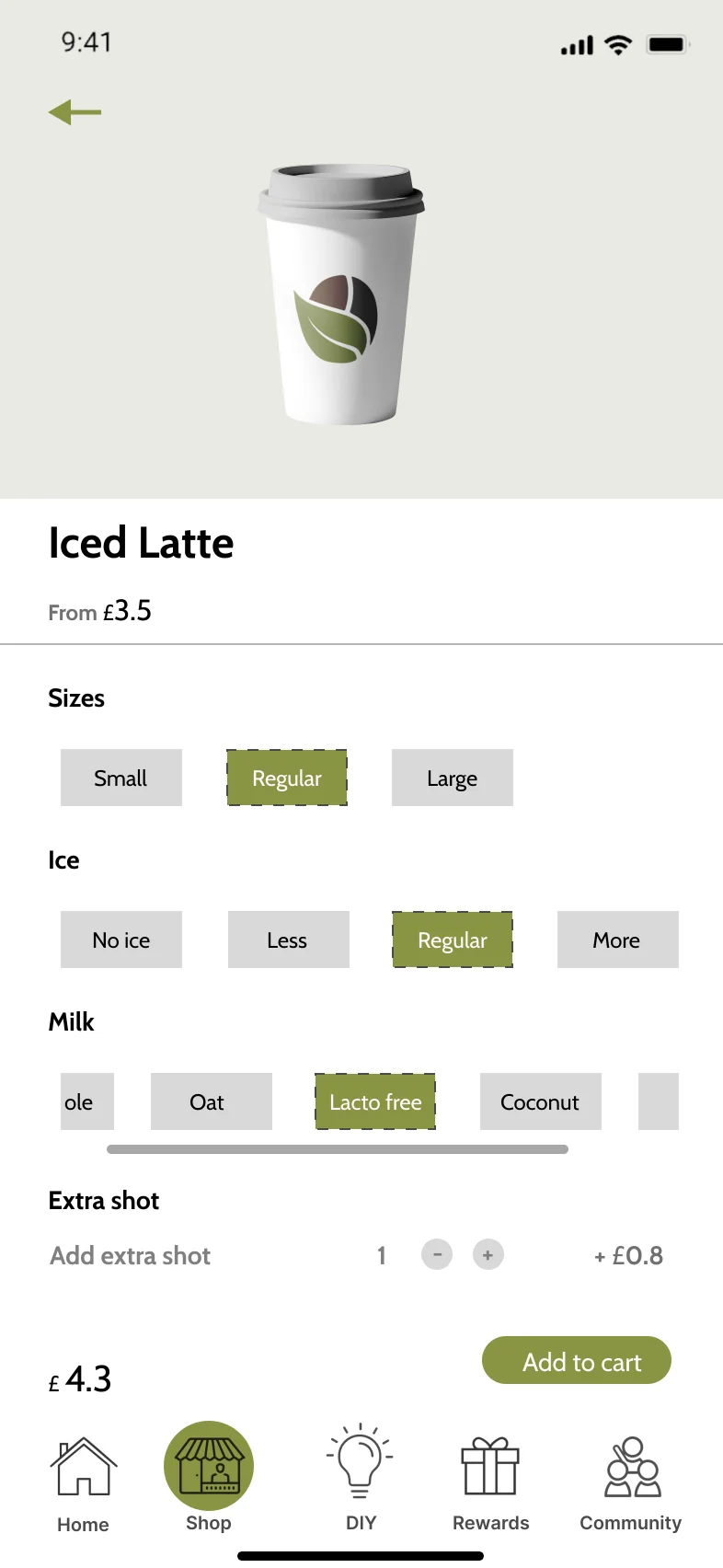 Bean Cycle prototype screen 03