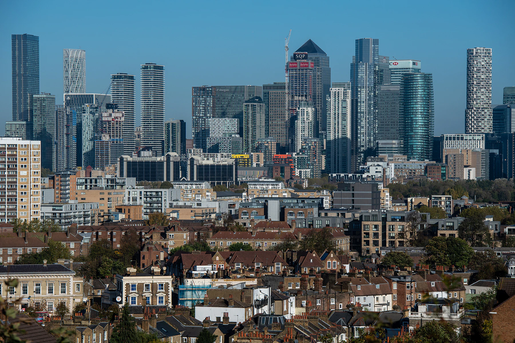 Tower Hamlets cityscape showing contrasting residential and commercial density